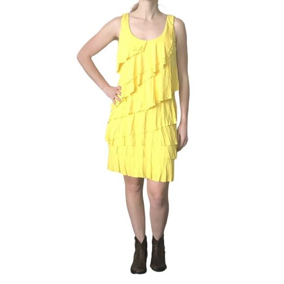 Calvin Klein ruffled Yellow Dress, 4 - Picture 2 of 9